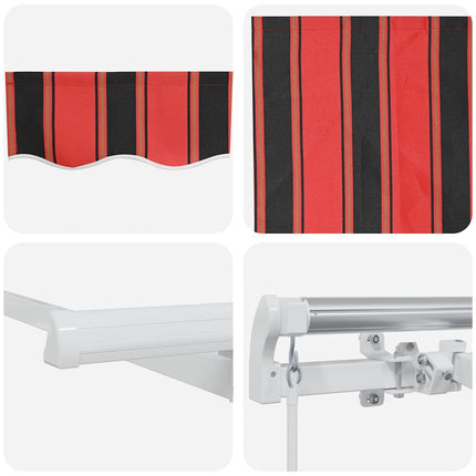 Inklapbaar Zonnescherm 250 X 200 Cm Stof Oranje En Zwart (Wit Frame)