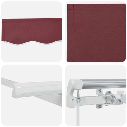 Inklapbaar Zonnescherm Bordeauxrood 250 X 200 Cm Stof Bordeaux (Wit Frame)