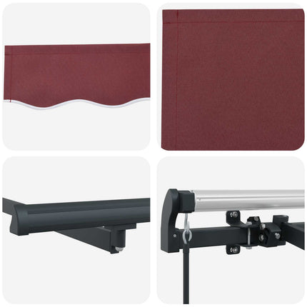 Inklapbaar Zonnescherm Bordeauxrood 250 X 200 Cm Stof Bordeaux (Anthraciet Frame)