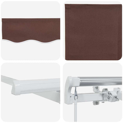 Inklapbaar Zonnescherm Bruin 250 X 200 Cm Stof Bruin (Wit Frame)