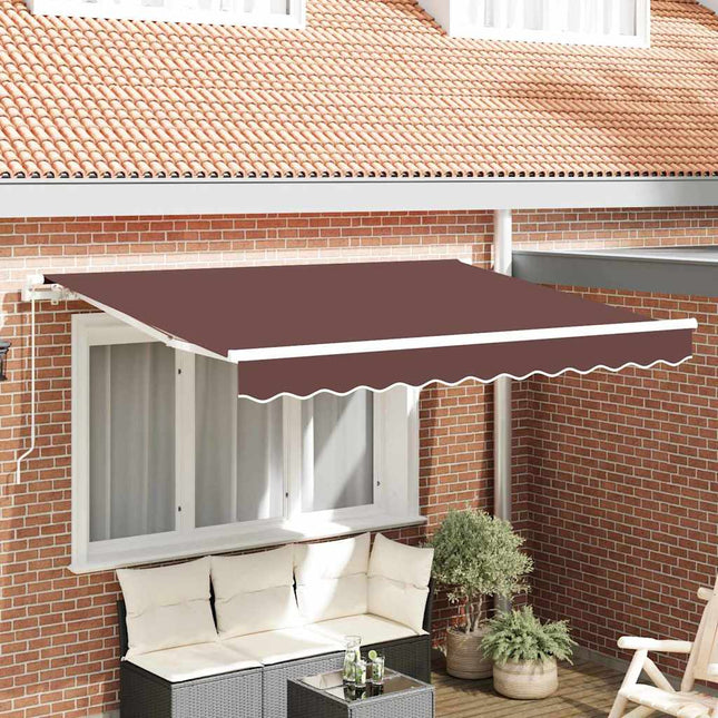 Inklapbaar Zonnescherm Bruin 250 X 200 Cm Stof Bruin (Wit Frame)