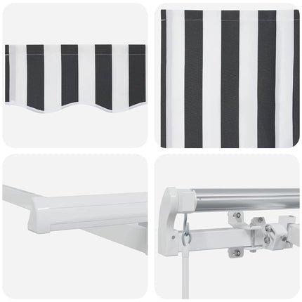 Inklapbaar Zonnescherm Antraciet 250 X 200 Cm Stof Anthraciet En Wit (Wit Frame)