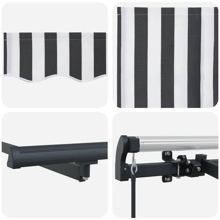 Inklapbaar Zonnescherm Antraciet 250 X 200 Cm Stof Anthraciet En Wit (Anthraciet Frame)
