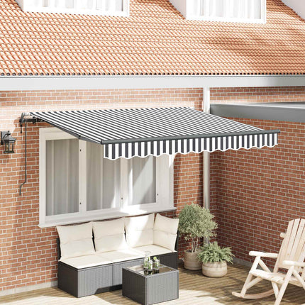Inklapbaar Zonnescherm Antraciet 250 X 200 Cm Stof Anthraciet En Wit (Anthraciet Frame)
