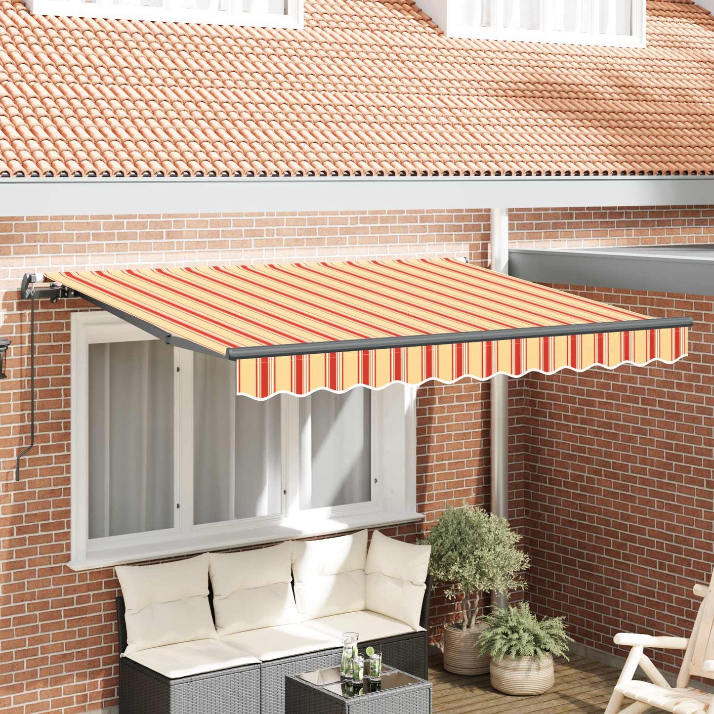 Inklapbaar Zonnescherm 300 X 200 Cm Stof Geel En Oranje (Anthraciet Frame)
