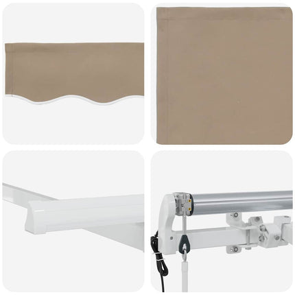 Inklapbaar Zonnescherm Beige 250 X 200 Cm Stof Beige (Wit Frame)