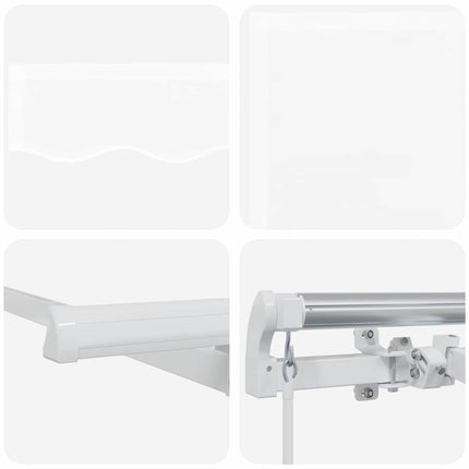 Inklapbaar Zonnescherm Wit 250 X 200 Cm Stof Wit (Wit Frame)