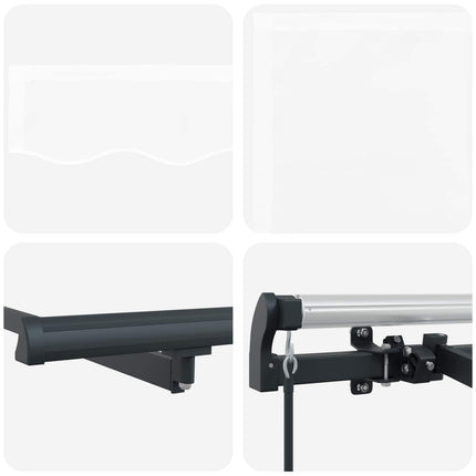 Inklapbaar Zonnescherm Wit 250 X 200 Cm Stof Wit (Anthraciet Frame)