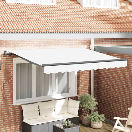 Inklapbaar Zonnescherm Wit 250 X 200 Cm Stof Wit (Anthraciet Frame)