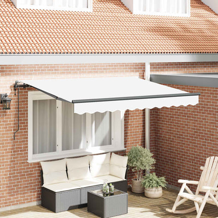 Inklapbaar Zonnescherm Wit 250 X 200 Cm Stof Wit (Anthraciet Frame)