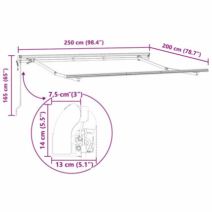 Zijde Frame En 250 X 200 Cm Polyester Met Pu-Coating Groen En Geel (Wit Frame)