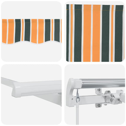 Inklapbaar Zonnescherm 250 X 200 Cm Stof Groen En Geel (Wit Frame)