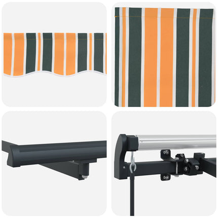 Inklapbaar Zonnescherm 250 X 200 Cm Stof Groen En Geel (Anthraciet Frame)