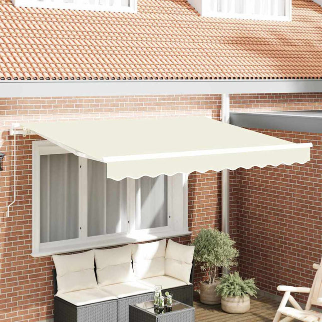 Inklapbaar Zonnescherm Crème 250 X 200 Cm Stof Crèmekleurig (Wit Frame)