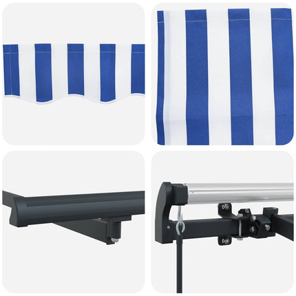Inklapbaar Zonnescherm Blauw En Wit 300 X 200 Cm Crème (Anthraciet Frame)