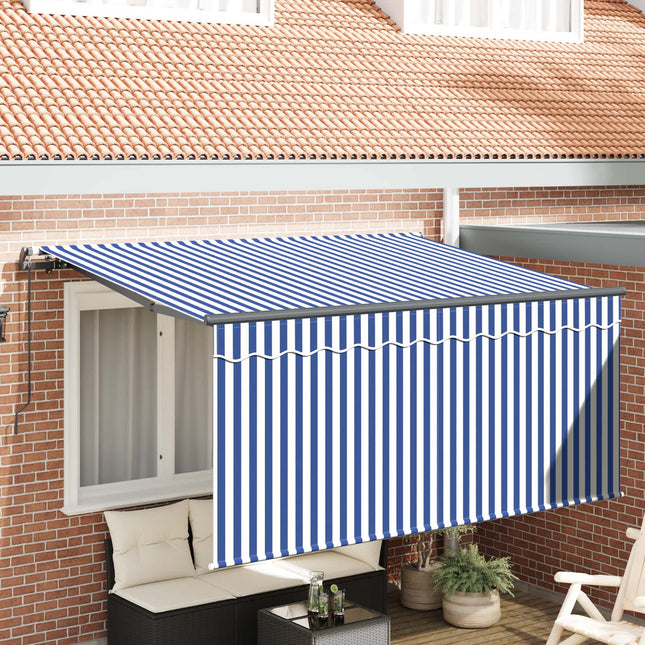 Inklapbaar Zonnescherm Blauw En Wit 300 X 200 Cm Crème (Anthraciet Frame)