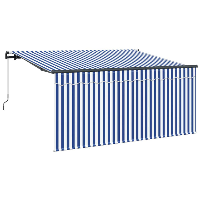 Inklapbaar Zonnescherm Blauw En Wit 300 X 200 Cm Crème (Anthraciet Frame)