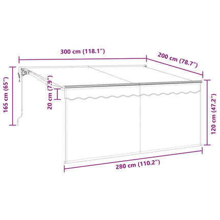 Inklapbaar Zonnescherm Crème 300 X 200 Cm Crème (Anthraciet Frame)
