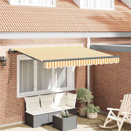 Inklapbaar Zonnescherm 250 X 200 Cm Stof Geel En Wit (Anthraciet Frame)