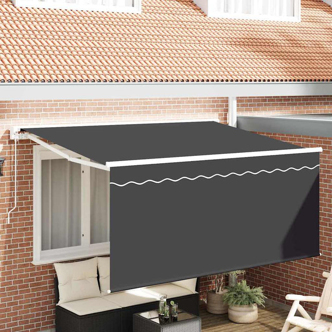 Inklapbaar Zonnescherm Gestreept Antraciet 300 X 200 Cm Stof Anthraciet (Anthraciet Frame)