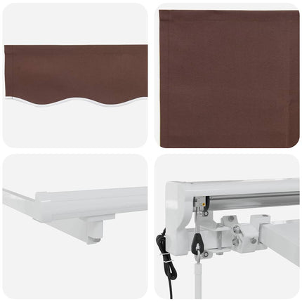 Zijde Frame Bruin 300 X 200 Cm Polyester Met Pu-Coating Bruin (Wit Frame)
