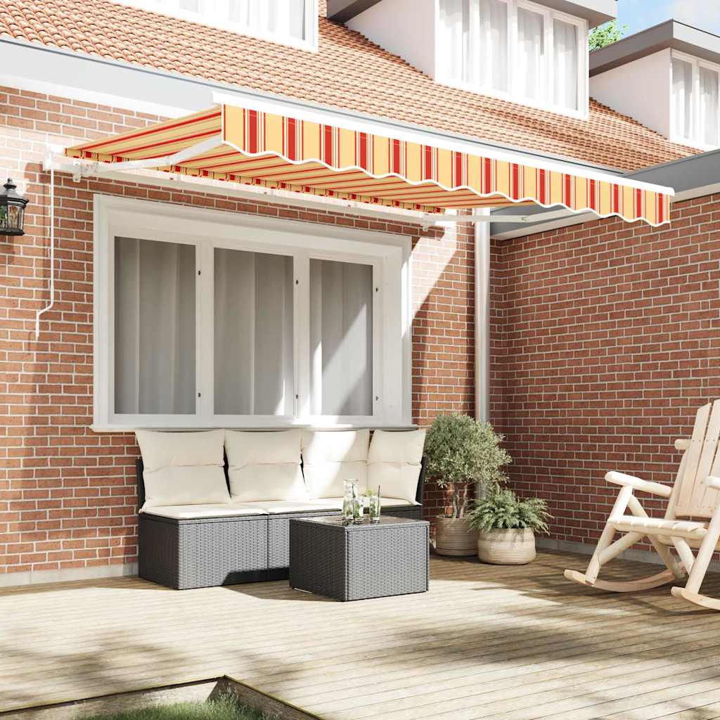 Inklapbaar Zonnescherm 300 X 200 Cm Stof Geel En Oranje (Wit Frame)