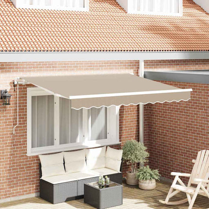 Inklapbaar Zonnescherm Beige 250 X 200 Cm Stof Beige (Wit Frame)
