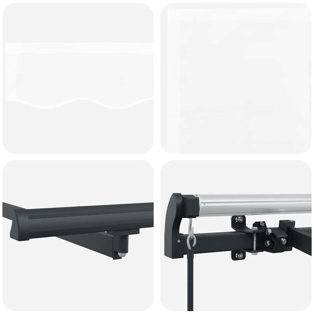 Inklapbaar Zonnescherm Wit 300 X 200 Cm Stof Beige (Anthraciet Frame)