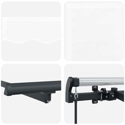 Inklapbaar Zonnescherm Wit 300 X 200 Cm Stof Beige (Anthraciet Frame)