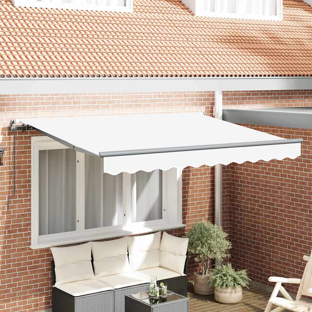 Inklapbaar Zonnescherm Wit 300 X 200 Cm Stof Beige (Anthraciet Frame)