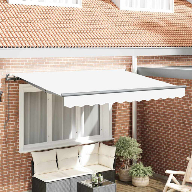 Inklapbaar Zonnescherm Wit 300 X 200 Cm Stof Beige (Anthraciet Frame)