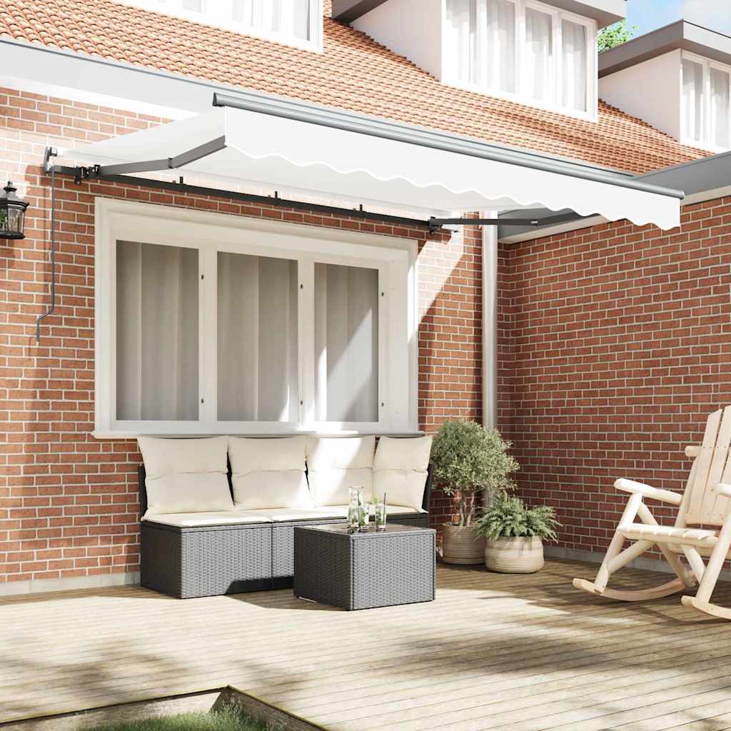 Inklapbaar Zonnescherm Wit 300 X 200 Cm Stof Beige (Anthraciet Frame)