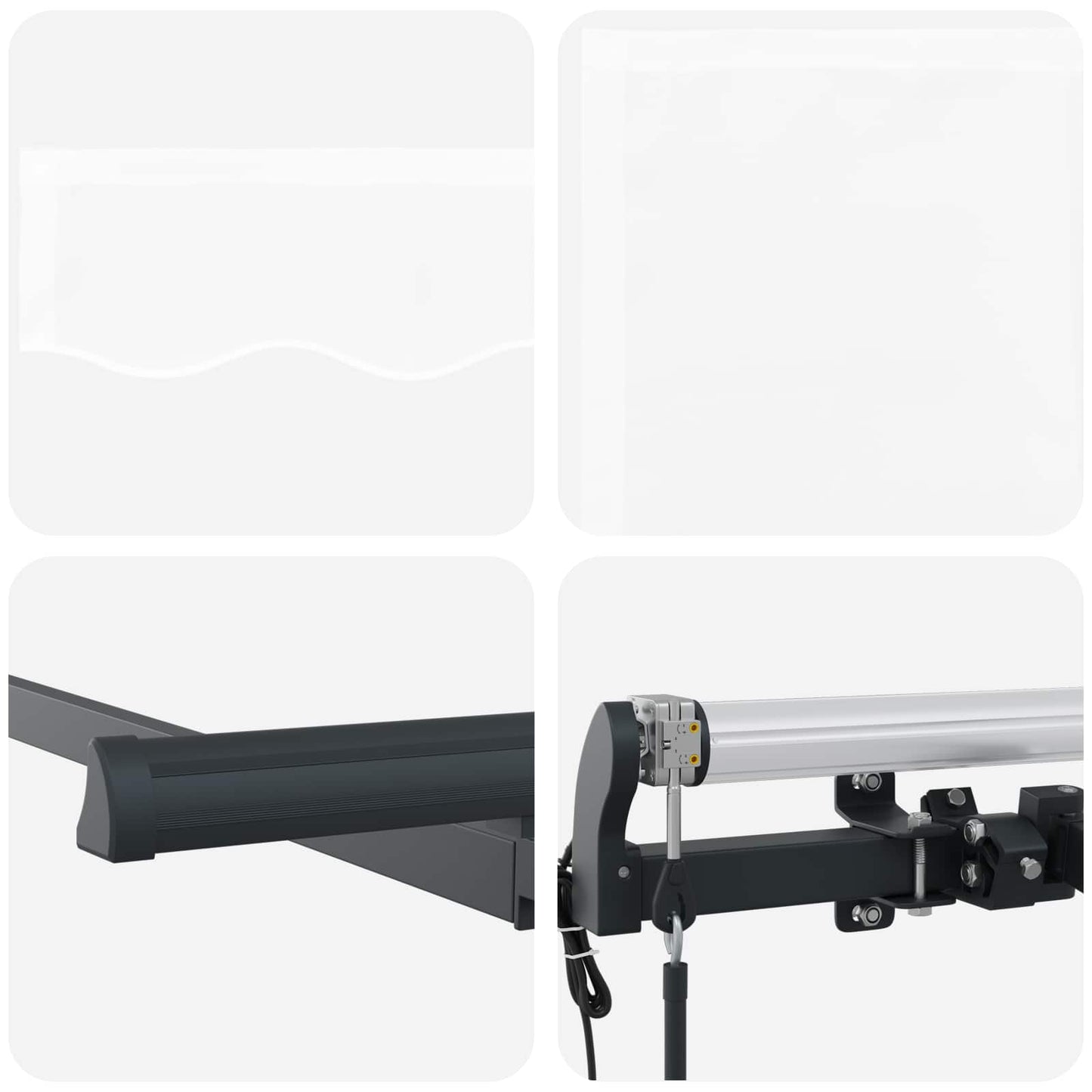 Inklapbaar Zonnescherm Wit 300 X 200 Cm Stof Beige (Anthraciet Frame)