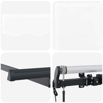 Inklapbaar Zonnescherm Wit 300 X 200 Cm Stof Beige (Anthraciet Frame)