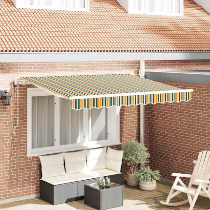Inklapbaar Zonnescherm 250 X 200 Cm Stof Groen En Geel (Wit Frame)
