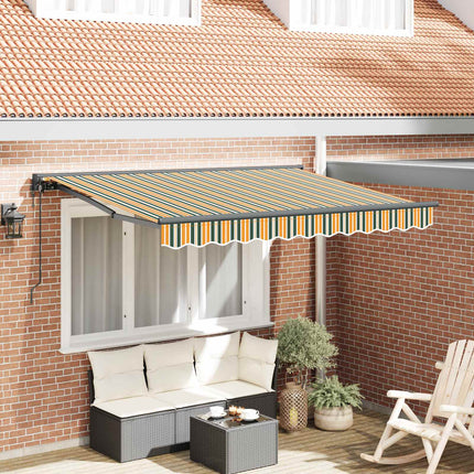 Inklapbaar Zonnescherm 250 X 200 Cm Stof Groen En Geel (Anthraciet Frame)
