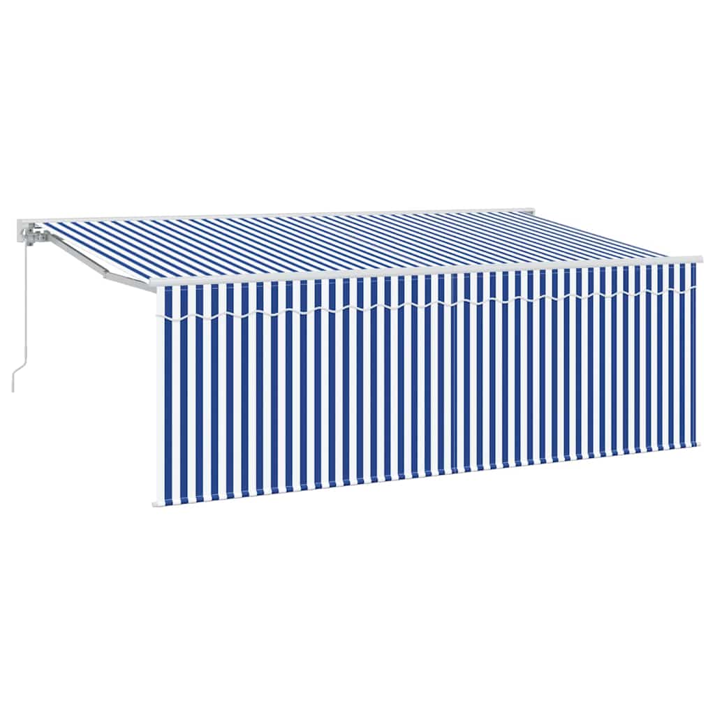 Inklapbaar Zonnescherm Blauw 350 X 200 Cm Stof Crème (Anthraciet Frame)