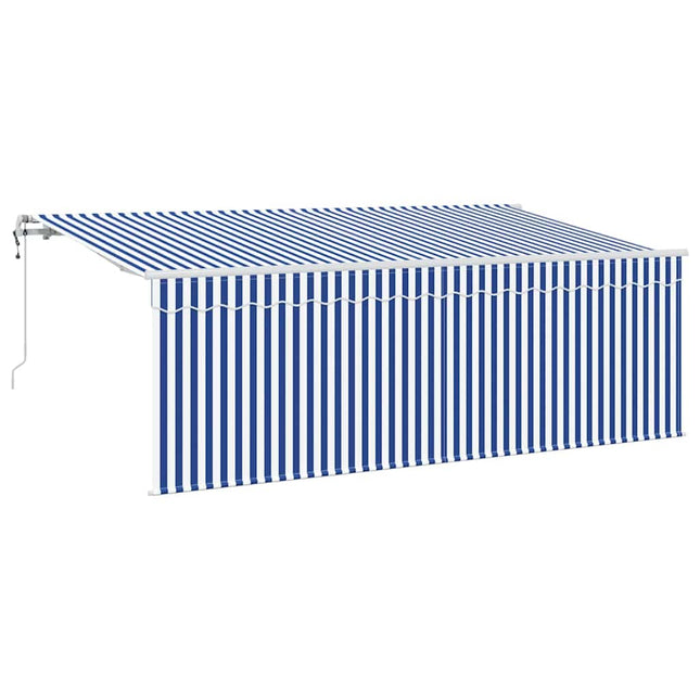 Inklapbaar Zonnescherm Gestreept Blauw 350 X 200 Cm Stof Crème (Anthraciet Frame)