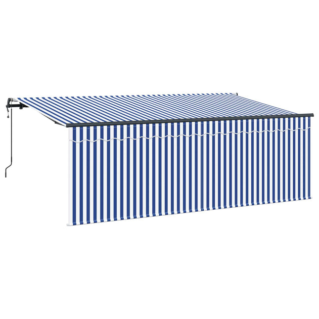 Inklapbaar Zonnescherm Blauw En Wit 350 X 200 Cm Crème (Anthraciet Frame)