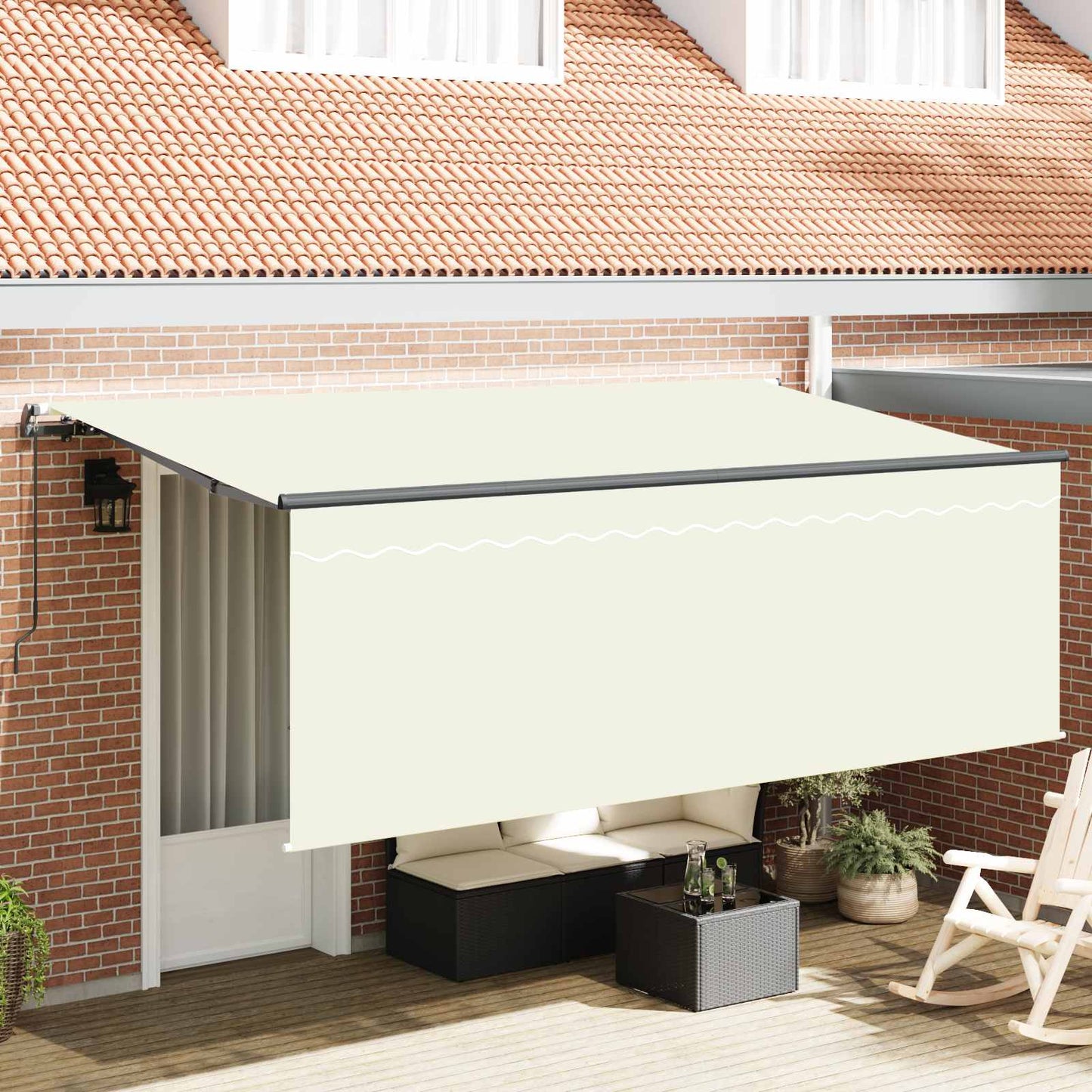 Inklapbaar Zonnescherm Crème 350 X 200 Cm Crème (Anthraciet Frame)