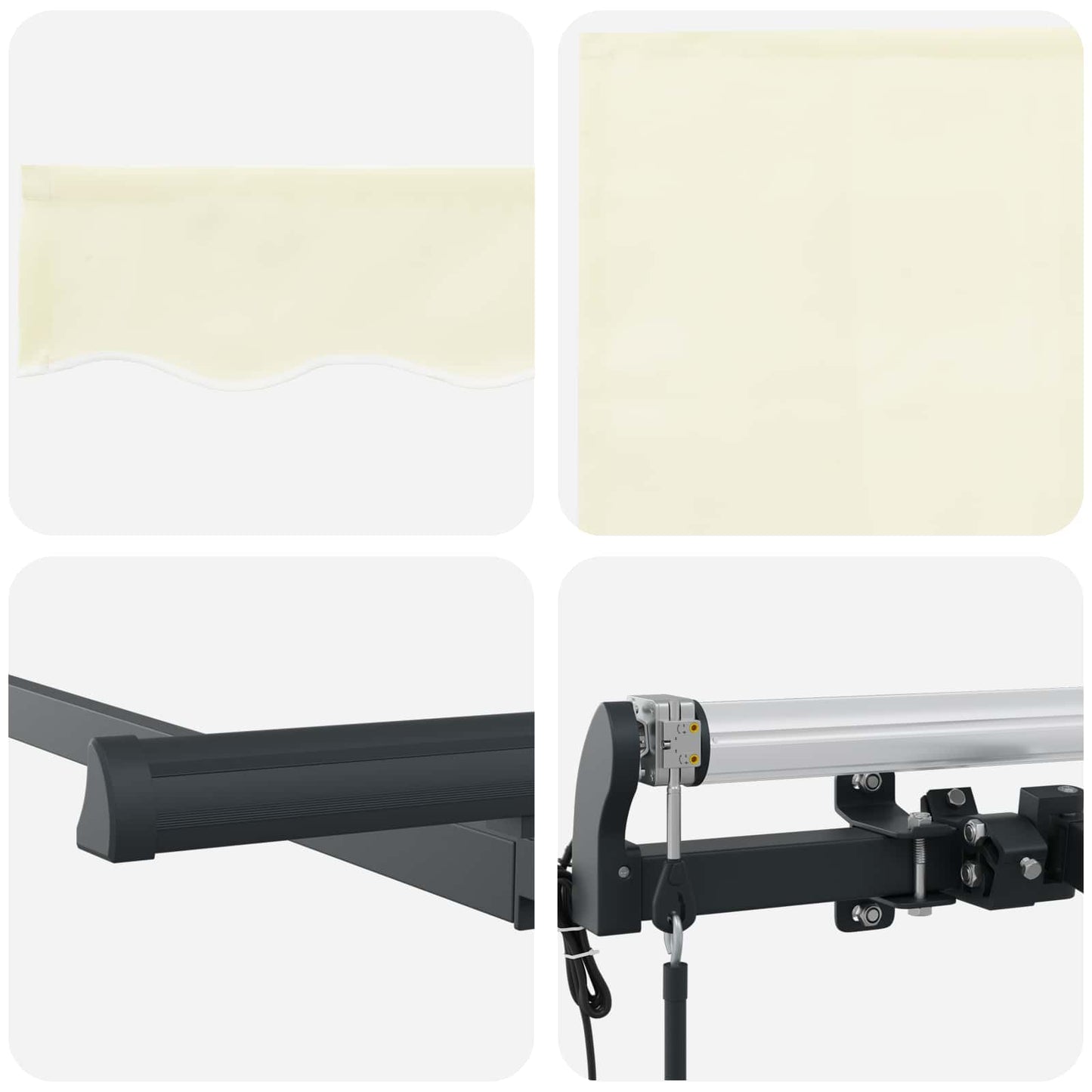 Inklapbaar Zonnescherm Crème 350 X 200 Cm Crème (Anthraciet Frame)