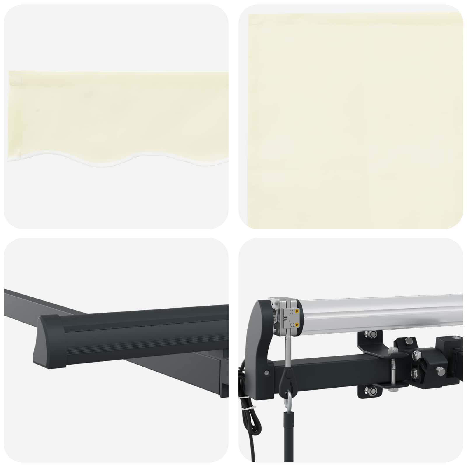 Inklapbaar Zonnescherm Crème 350 X 200 Cm Crème (Anthraciet Frame)