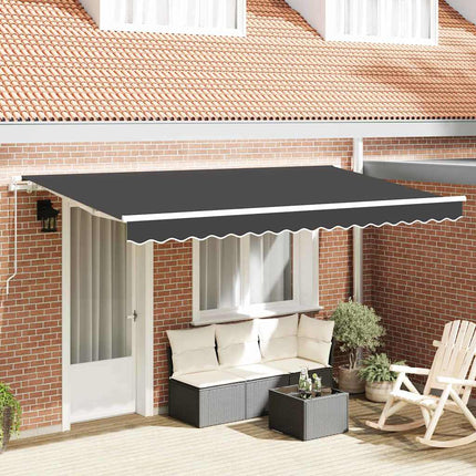 Inklapbaar Zonnescherm Antraciet 250 X 200 Cm Stof Antracietkleurig (Wit Frame)