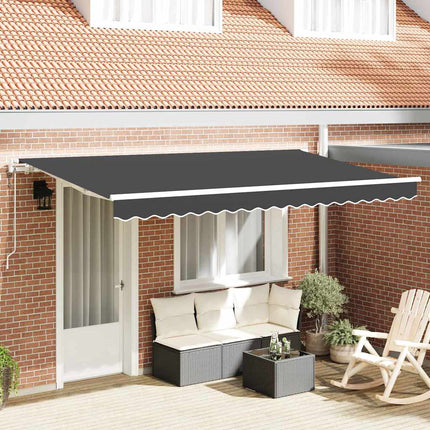 Inklapbaar Zonnescherm Antraciet 250 X 200 Cm Stof Antracietkleurig (Wit Frame)