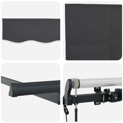 Inklapbaar Zonnescherm Antraciet 350 X 200 Cm Stof Anthraciet (Anthraciet Frame)