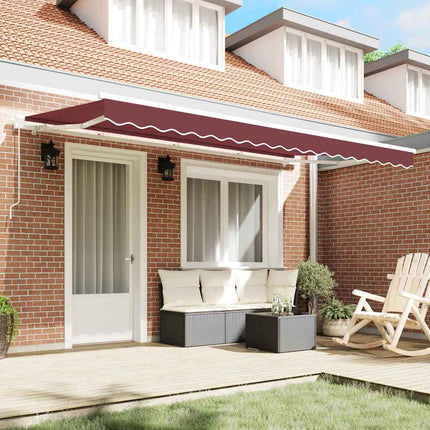 Inklapbaar Zonnescherm Bordeauxrood 350 X 200 Cm Stof Bordeaux (Wit Frame)