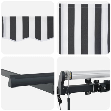 Inklapbaar Zonnescherm Antraciet 350 X 200 Cm Stof Anthraciet En Wit (Anthraciet Frame)