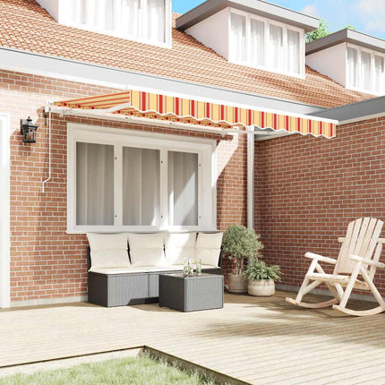Inklapbaar Zonnescherm 350 X 200 Cm Stof Geel En Oranje (Wit Frame)