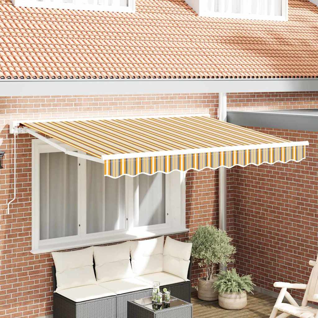 Zijde Frame En 350 X 200 Cm Polyester Met Pu-Coating Geel En Grijs (Wit Frame)