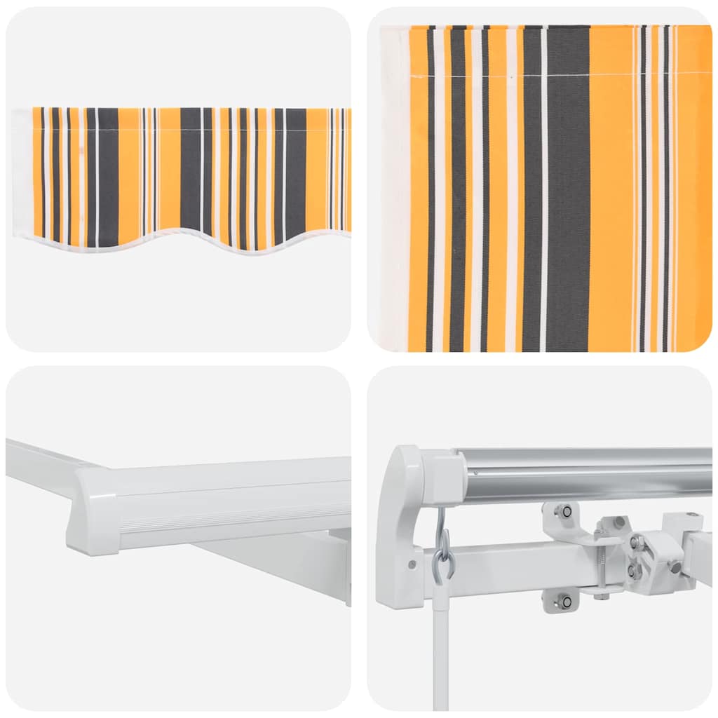 Inklapbaar Zonnescherm 350 X 200 Cm Stof Geel En Grijs (Wit Frame)